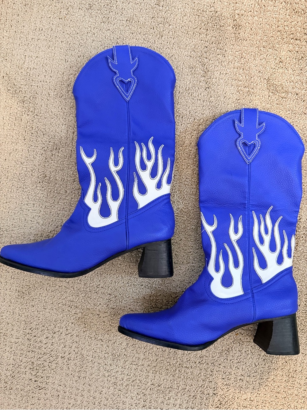 Vintage Leather Bold Blue Women's Flame Western Boots SO good size 7.5 (8)